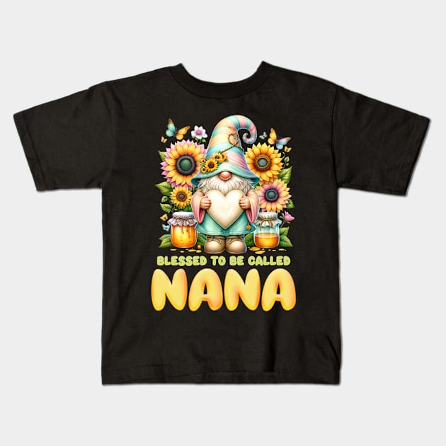 Blessed to be called Nana Tee Sunflower grandma gift Custom mother's day gift with any nickname copy Kids T-Shirt by inksplashcreations